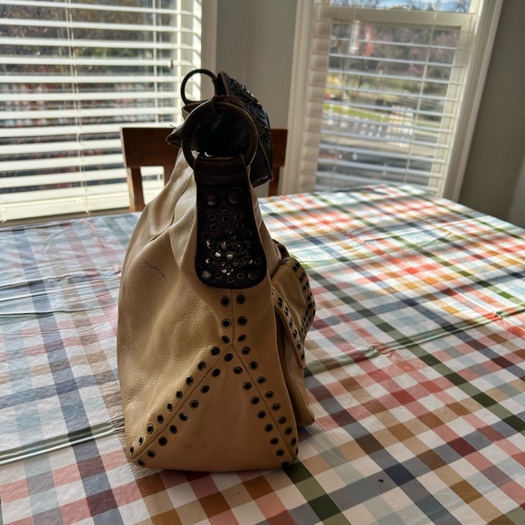 Betsey Johnson Beige Hobo Bag with Black Studs - Picture 5 of 8